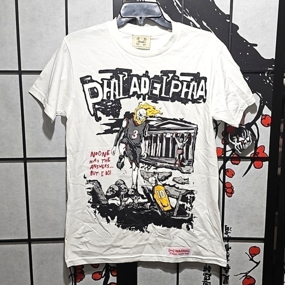 Philadelphia 76ers Allen Iverson Dope‎ Skull Tee Shirt Size Small NWT - Picture 1 of 10